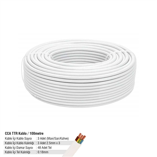 CCA TTR KABLO 3*1,5 100 METRE 24*0,18 BEYAZ